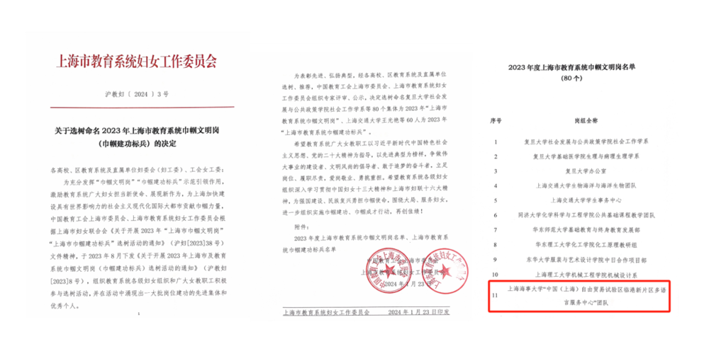 2023年度上海市教育系统巾帼文明岗名单